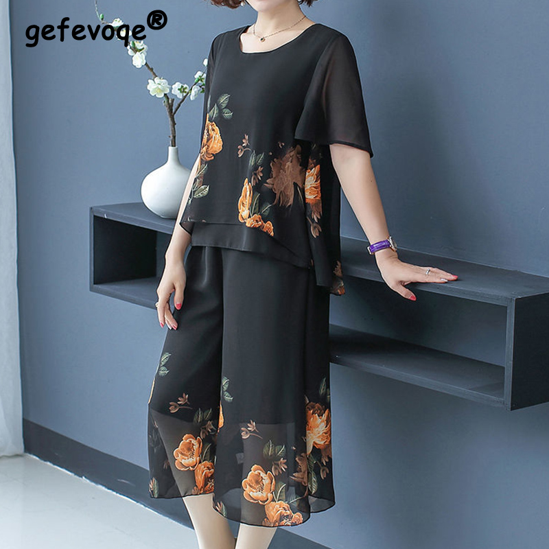 Summer Clothing For 60 Year Old Woman - Ensemble court en dentelle imprimé Floral,