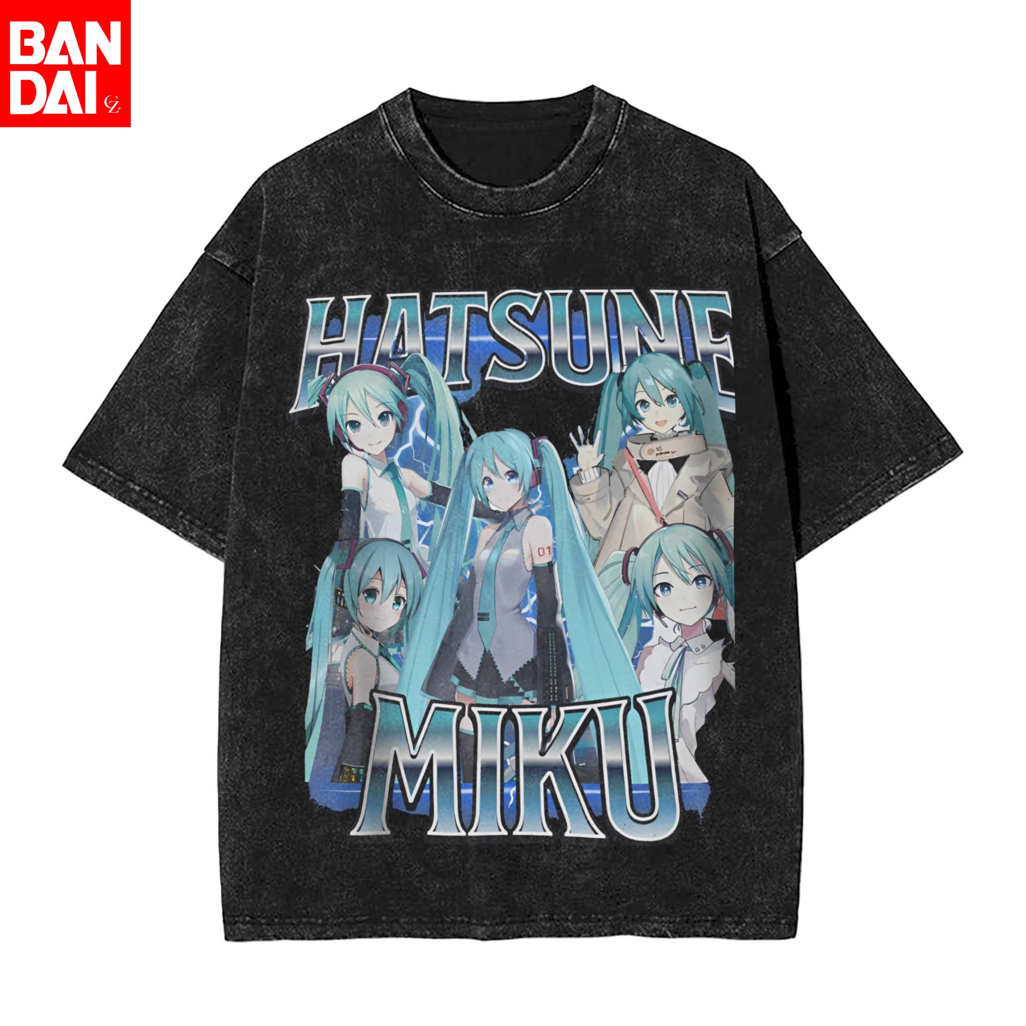 Vintage Summer Clothing Men - T-shirt vintage délavé Hatsune Miku Anime