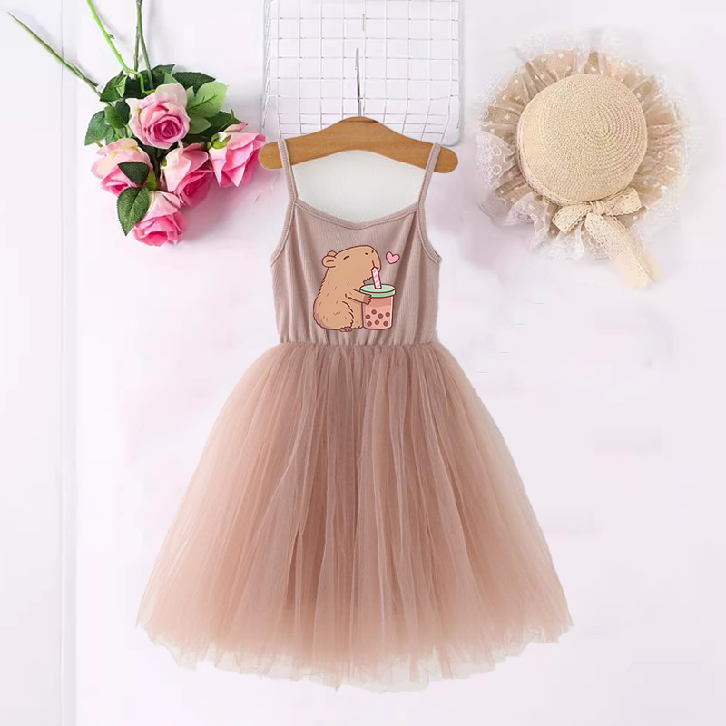 Summer Clothing For Babies - Capybara filles robes Anime imprimé mignon