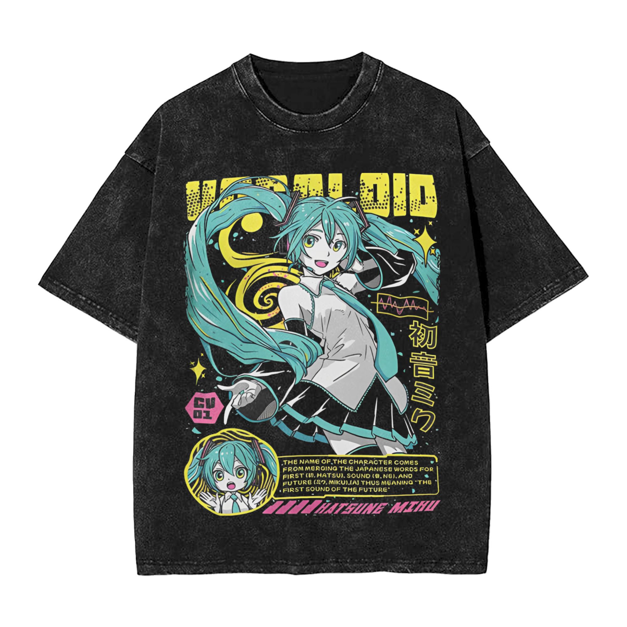 T-shirt vintage délavé Hatsune - Vintage Summer Clothing Men avis et prix