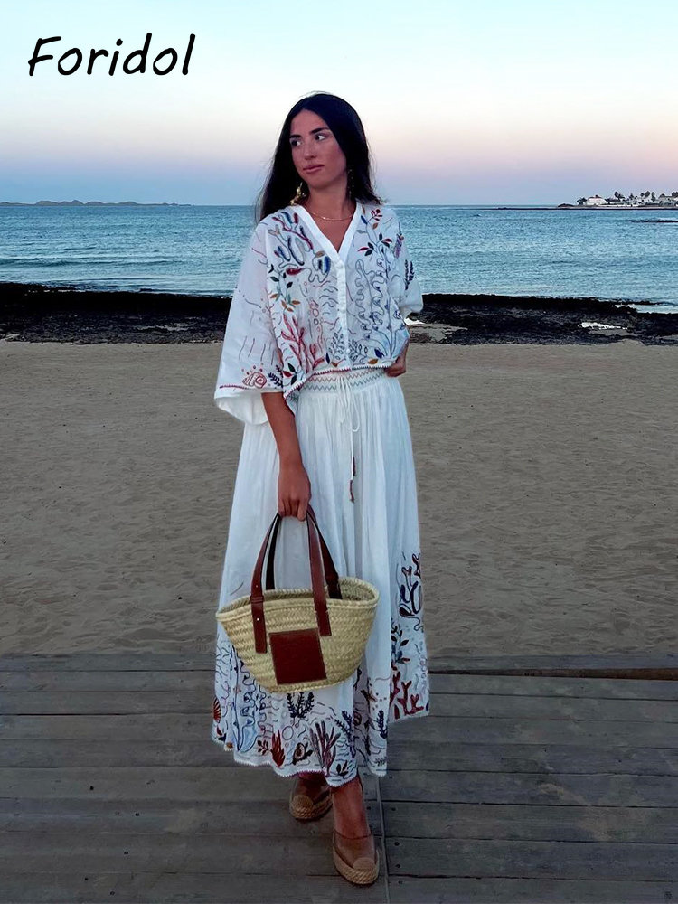 Foridol-Jupe Maxi Brodée à Man - Summer Alt Clothing avis et prix