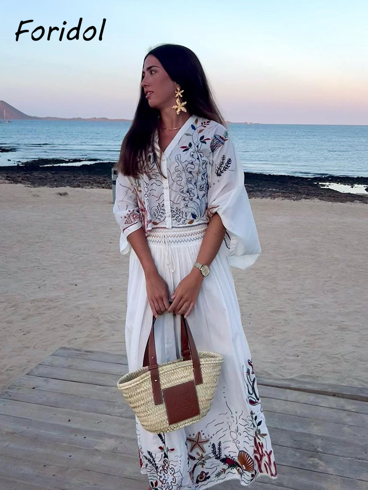 Foridol-Jupe Maxi Brodée à Man - Summer Alt Clothing avis et prix