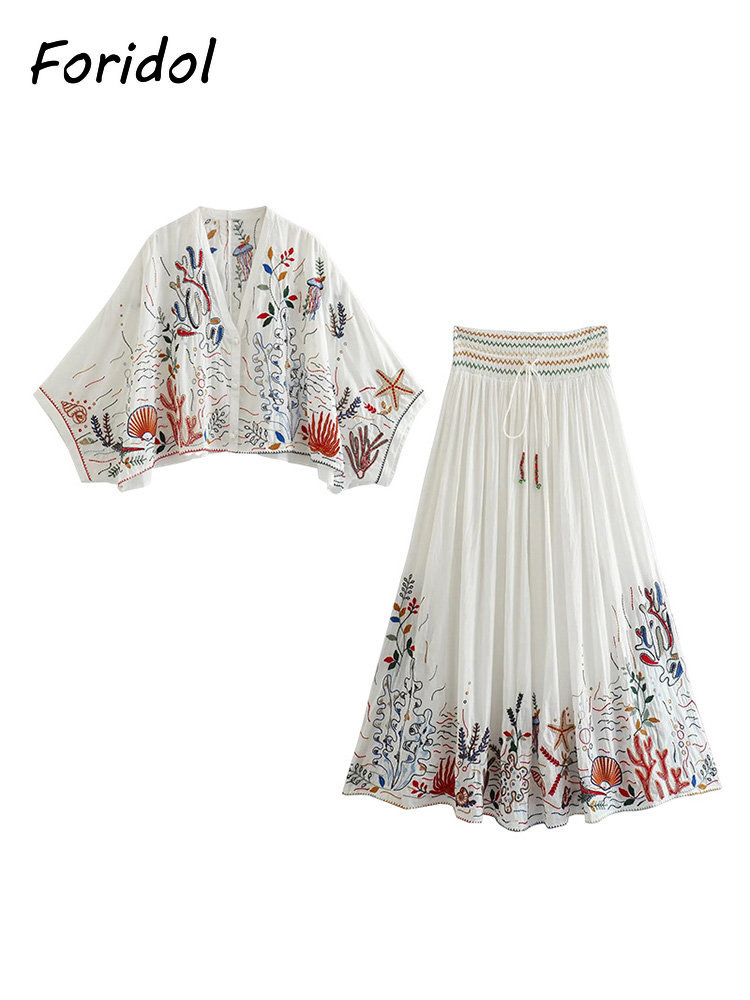 Foridol-Jupe Maxi Brodée à Man - Summer Alt Clothing avis et prix