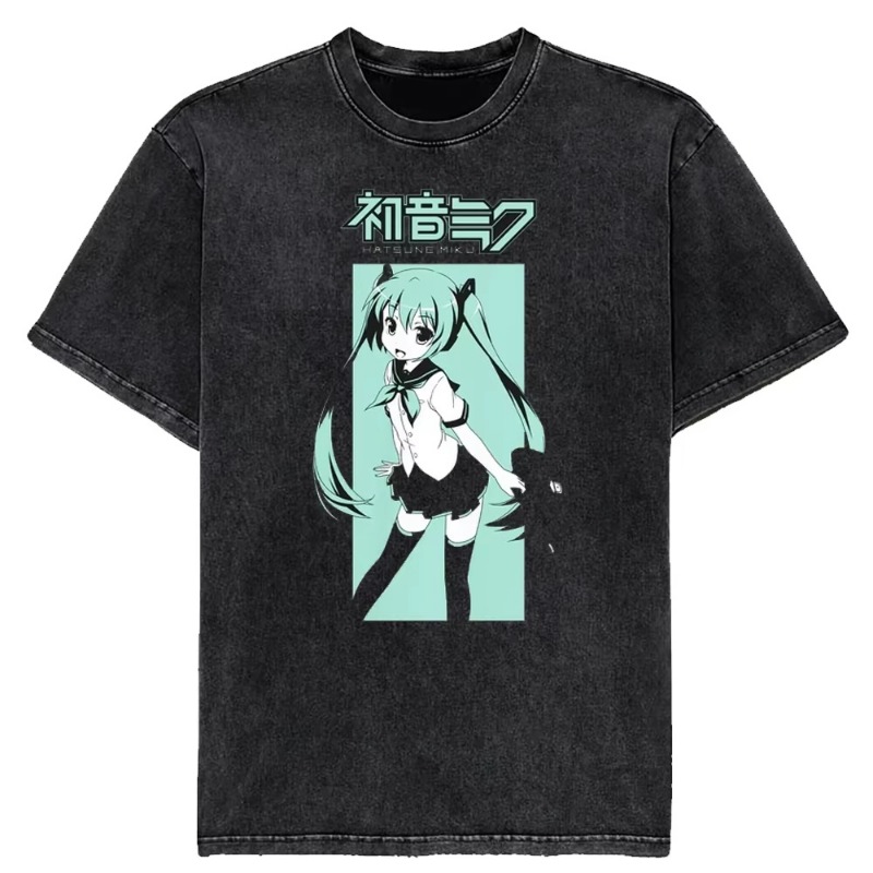T-shirt vintage délavé Hatsune - Vintage Summer Clothing Men avis et prix